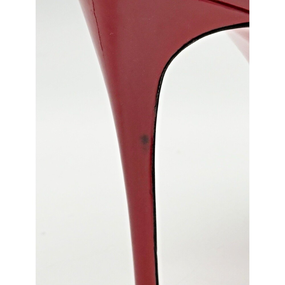 Christian Louboutin Black & Red Ostri Whipstitch Slingback Heels Size EU 38.5 - Picture 10 of 11